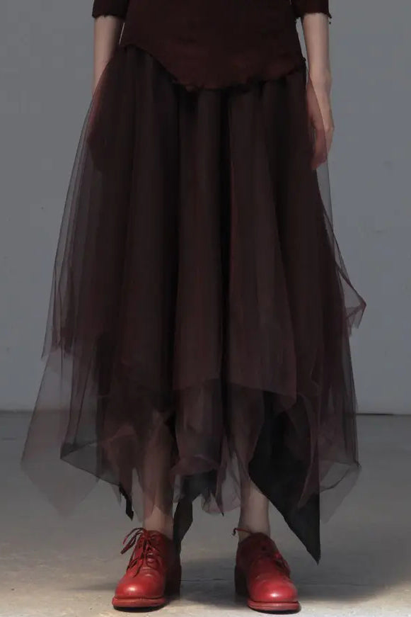 marc le bihan 2591 bordeaux yarn skirt